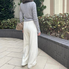 將圖片載入圖庫檢視器 舒服白色直紋棉褲
