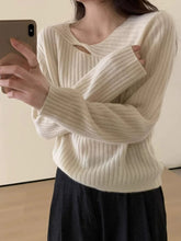 將圖片載入圖庫檢視器 扭結直紋針織上衣

