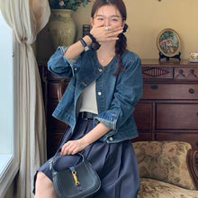 將圖片載入圖庫檢視器 休閒無領牛仔外套
