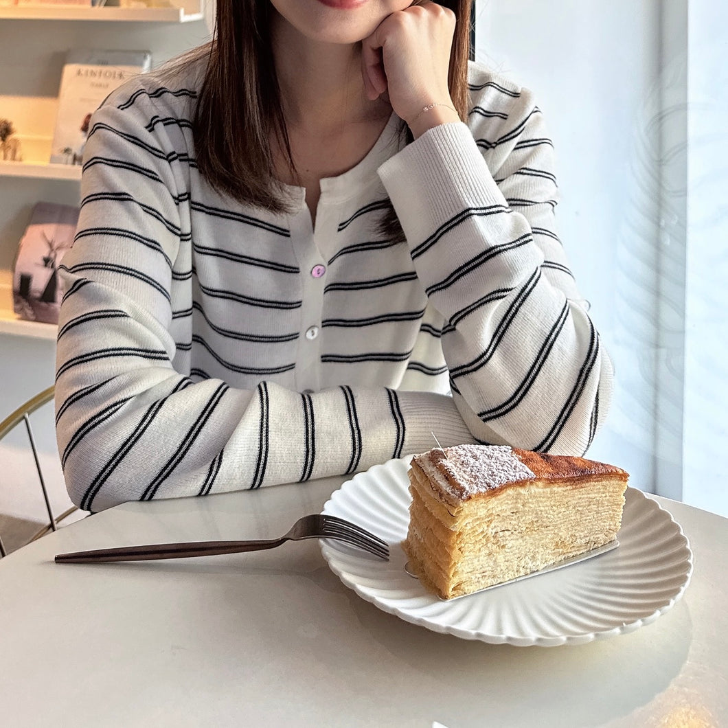 V領雙間條開衫