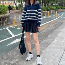 將圖片載入圖庫檢視器 間條半拉鍊索腰上衣
