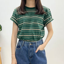 將圖片載入圖庫檢視器 文青間條鬆身Tee
