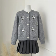 將圖片載入圖庫檢視器 花花刺繡針織開衫
