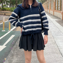 將圖片載入圖庫檢視器 間條半拉鍊索腰上衣
