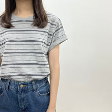 將圖片載入圖庫檢視器 文青間條鬆身Tee
