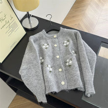 將圖片載入圖庫檢視器 花花刺繡針織開衫
