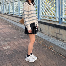 將圖片載入圖庫檢視器 間條半拉鍊索腰上衣
