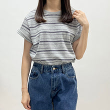 將圖片載入圖庫檢視器 文青間條鬆身Tee
