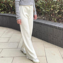 將圖片載入圖庫檢視器 舒服白色直紋棉褲
