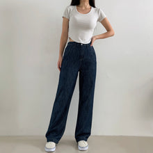 將圖片載入圖庫檢視器 橡筋褲頭直筒牛仔褲
