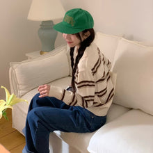 將圖片載入圖庫檢視器 校園風反領間條上衣
