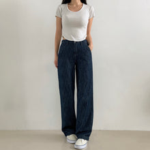 將圖片載入圖庫檢視器 橡筋褲頭直筒牛仔褲
