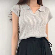 將圖片載入圖庫檢視器 知性美小V領直紋上衣
