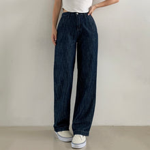 將圖片載入圖庫檢視器 橡筋褲頭直筒牛仔褲
