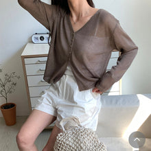 將圖片載入圖庫檢視器 純色V領開衫
