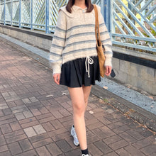 將圖片載入圖庫檢視器 間條半拉鍊索腰上衣
