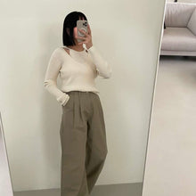 將圖片載入圖庫檢視器 假兩件直紋針織上衣
